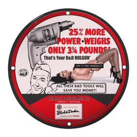 Unique 8-inch Porcelain Pin-Up Girl Sign by Black & Decker ? Perfect for Collectors!