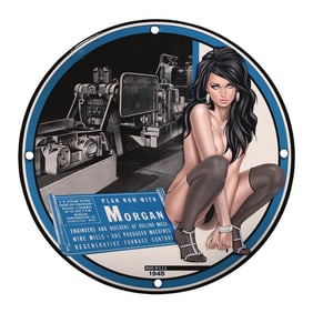 Charming Vintage Porcelain Pin-Up Girl 8-Inch Sign ? Unique Collectible Decor