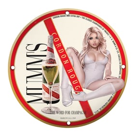 Chic Porcelain Pin-Up Girl 8 Inch Sign: Vintage Champagne Aesthetics for Home Decor