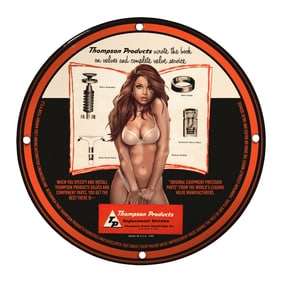 Vintage-Inspired 8-Inch Porcelain Pin-Up Girl Sign ? Unique Automotive Decor