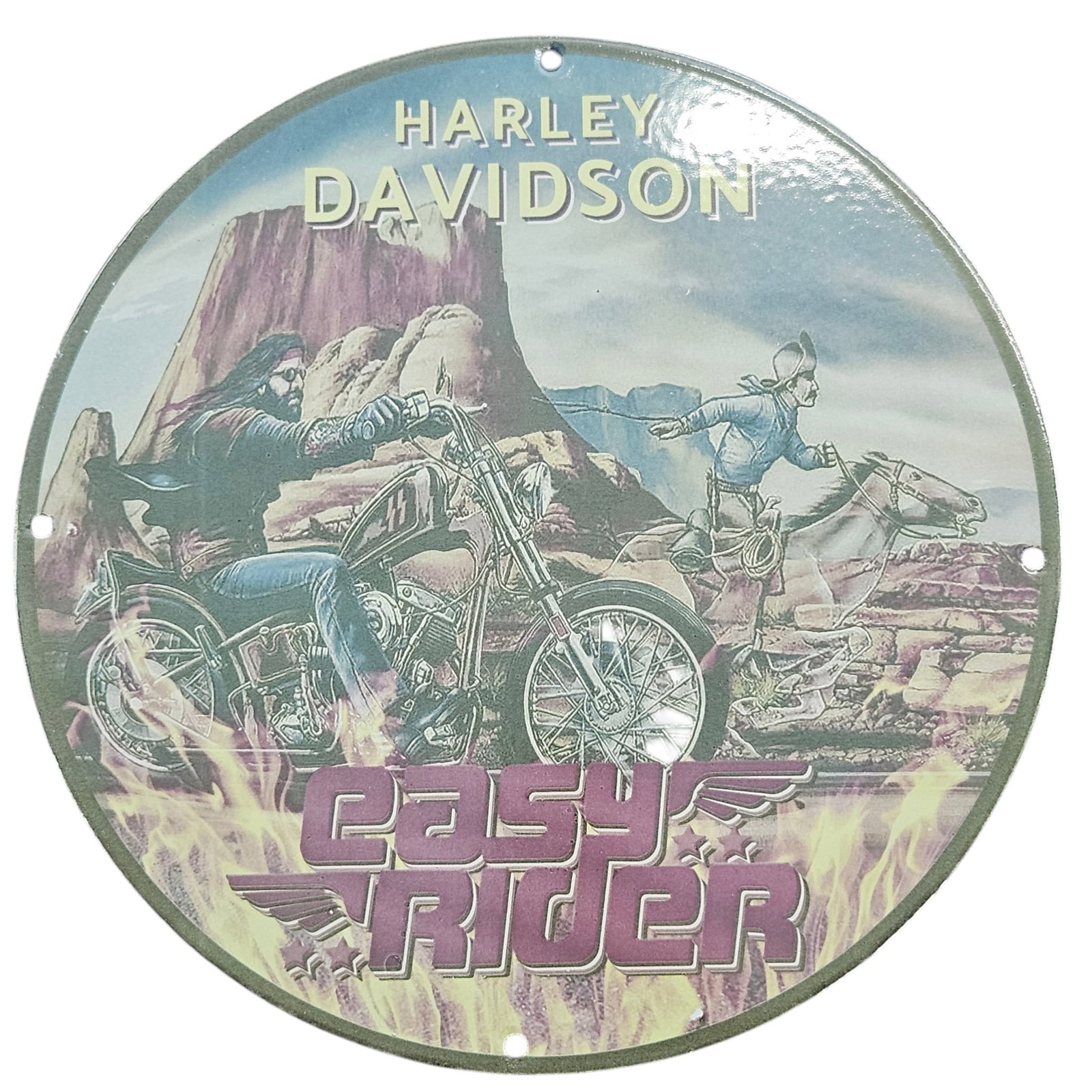 Vintage Harley Davidson Easy Rider Porcelain Sign - Iconic Motorcycle Collectible (1 of 2)