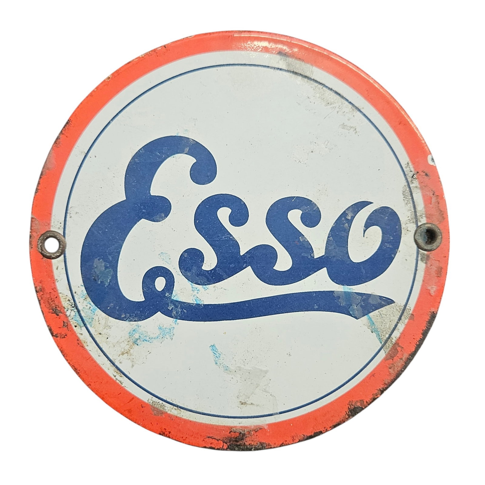 Vintage Esso Porcelain 5" Sign - Retro Gas Station Decor, Collectible Advertising (1 of 2)