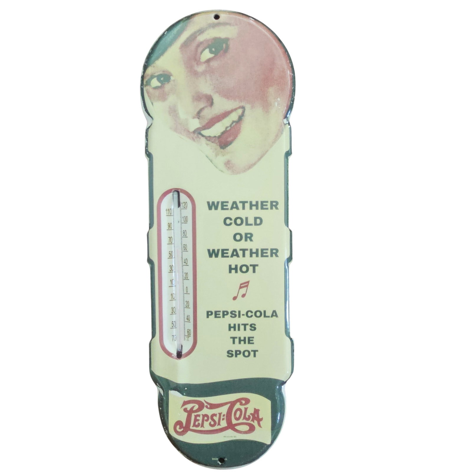 Vintage Pepsi-Cola Porcelain Thermometer Sign - Classic Collector's Item from the 1920s (1 of 2)
