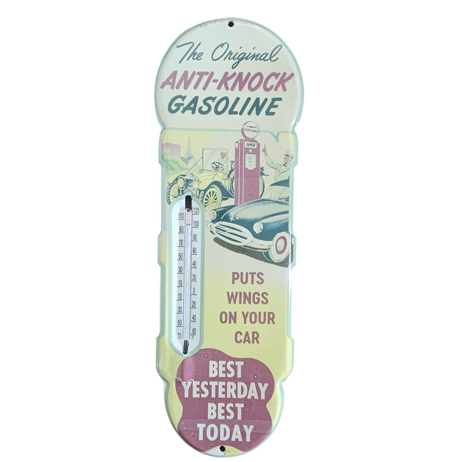 Vintage Porcelain Sign: The Original Anti-Knock Gasoline - Collectible Automotive Decor (1 of 2)