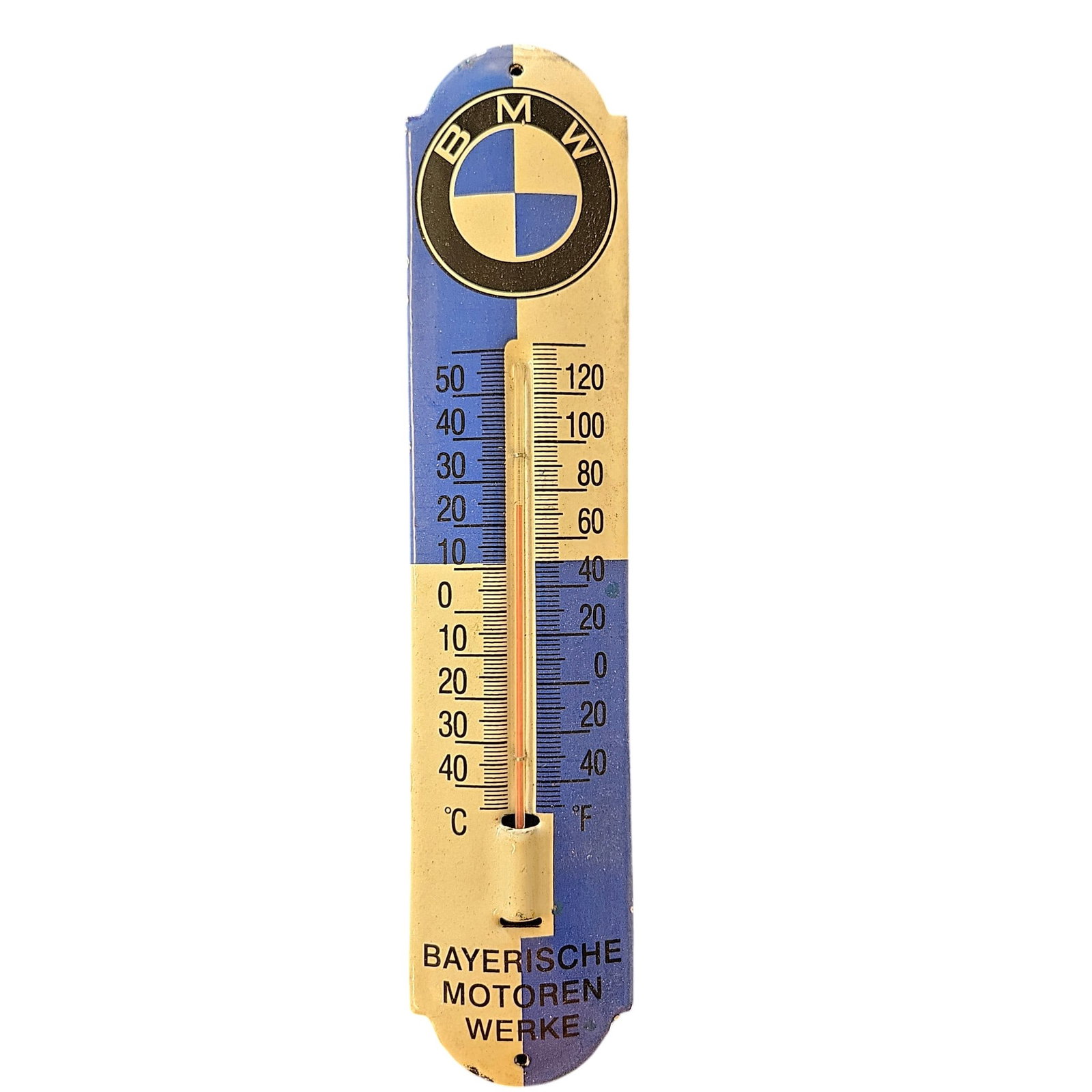 Vintage BMW Porcelain Thermometer Sign - Bavarian Motor Works Collectible (1 of 2)