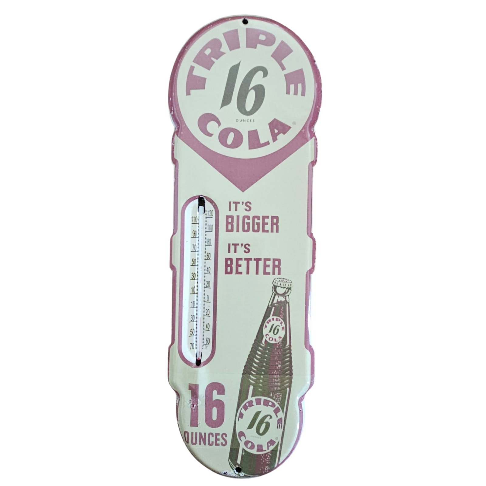 Vintage Triple Cola Porcelain Sign with Thermometer ? Collectible Advertising Decor (1 of 2)