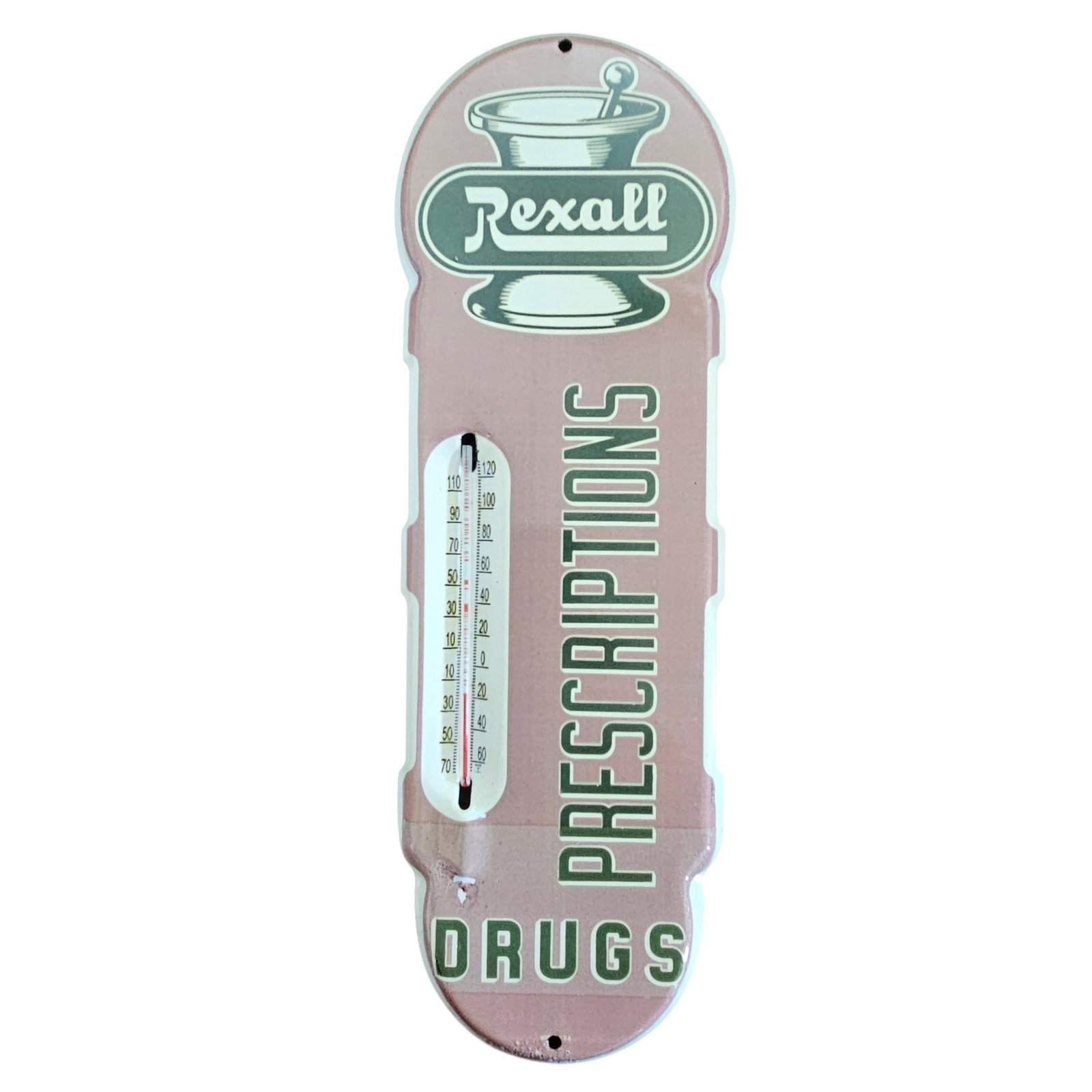 Vintage Rexall Porcelain Sign - Classic Thermometer for Prescriptions and Drugs (1 of 2)
