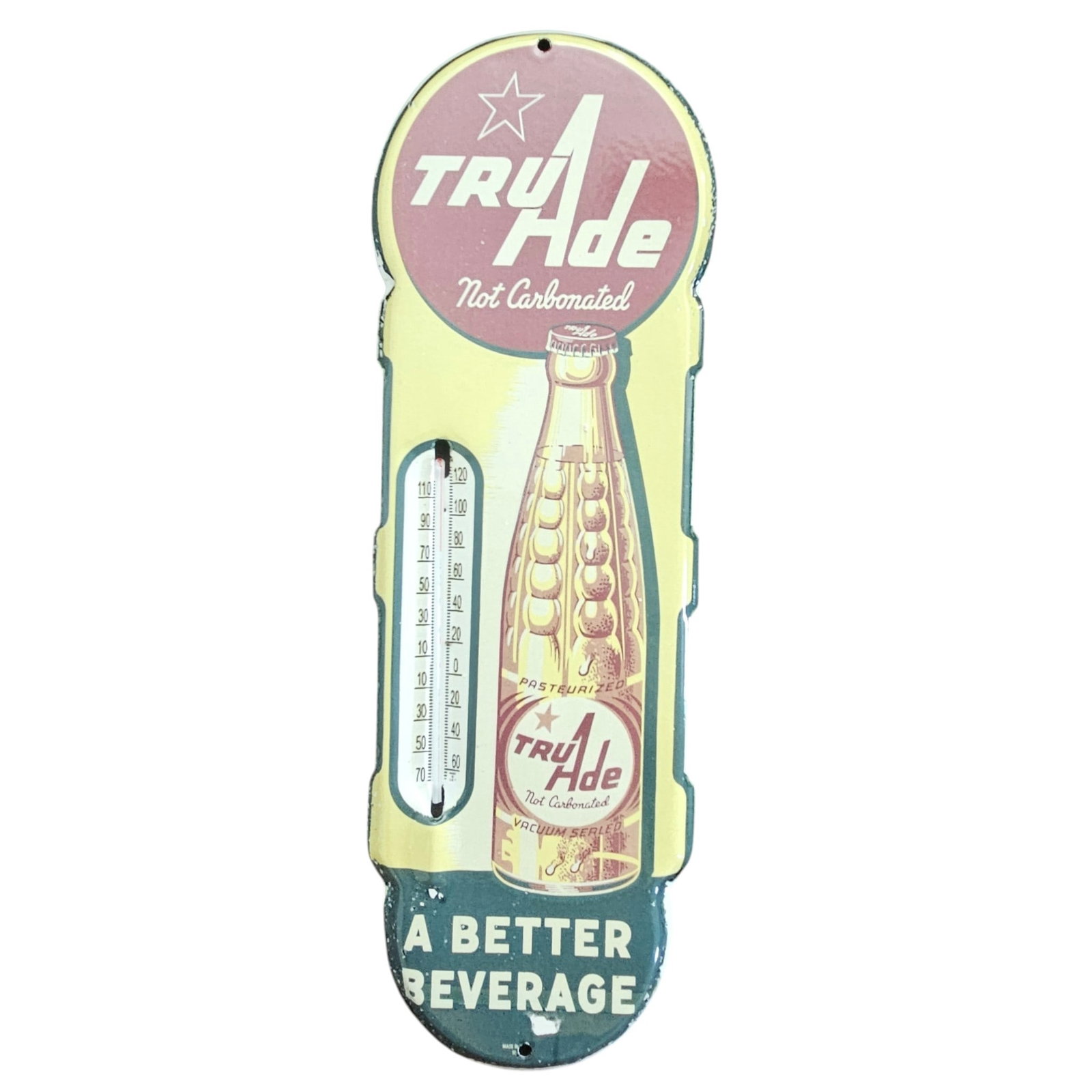 Vintage Tru-Ade Porcelain Thermometer Sign - A Better Beverage Collectible (1 of 2)