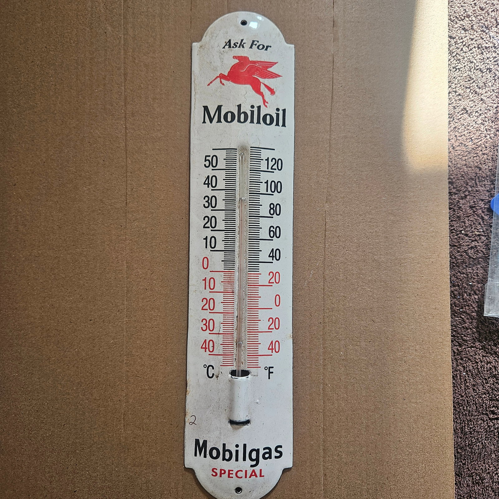 Vintage DX Outboard Motor Oil Porcelain Sign with Thermometer - Guaranteed in Writing (1 of 2)