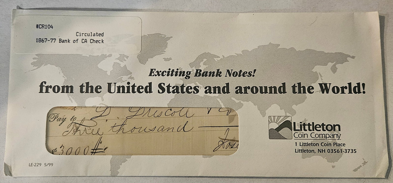 Rare 1867-77 California Bank Check - Historical Currency Collectible: This rare and fascinating piece of history is an 1867-77 Bank of California check, beautifully preserved and offered for bidding. Crafted during a time of significant economic transformation in the Un