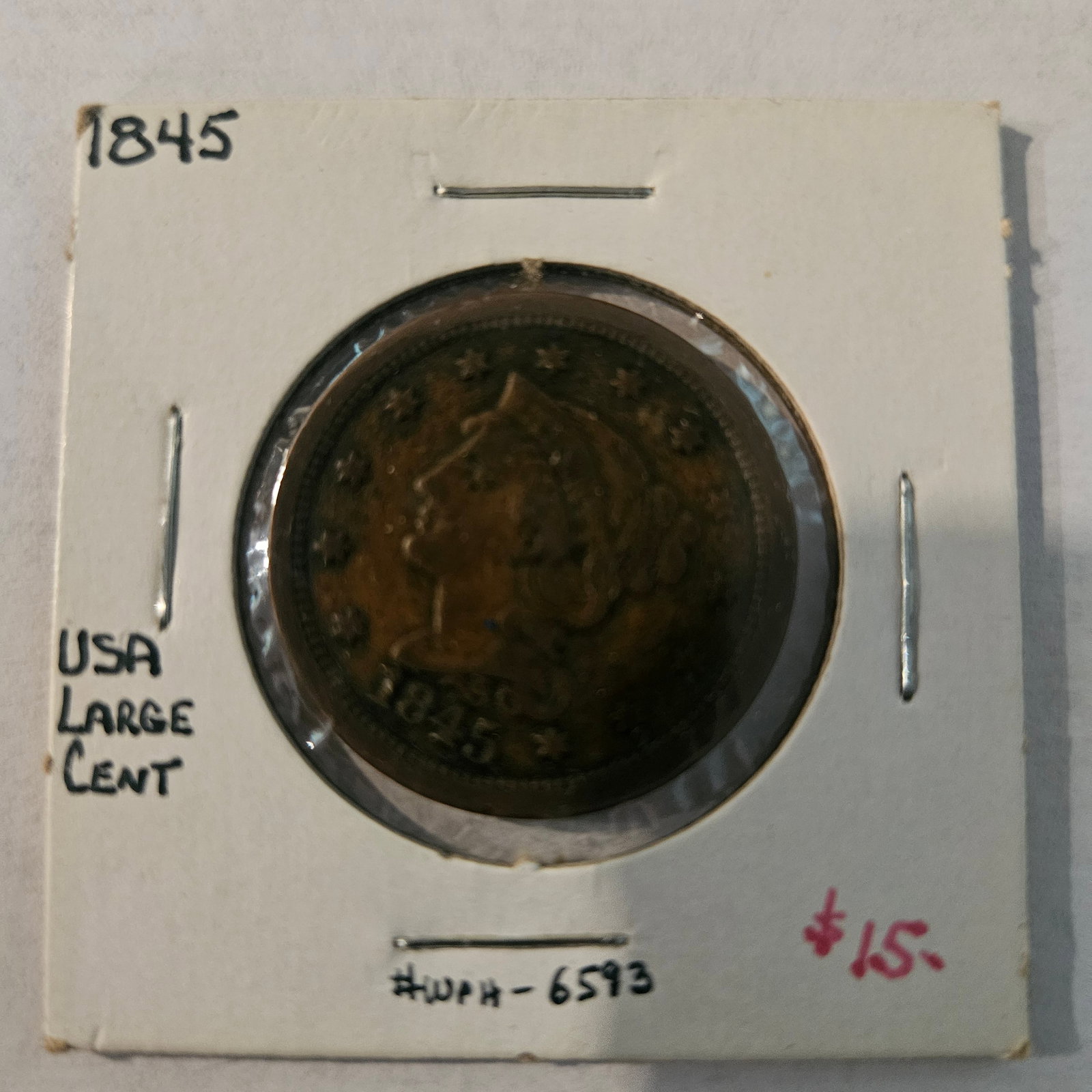 1845 USA Large Cent ? Vintage Coin Collectible Item for Auction (1 of 2)