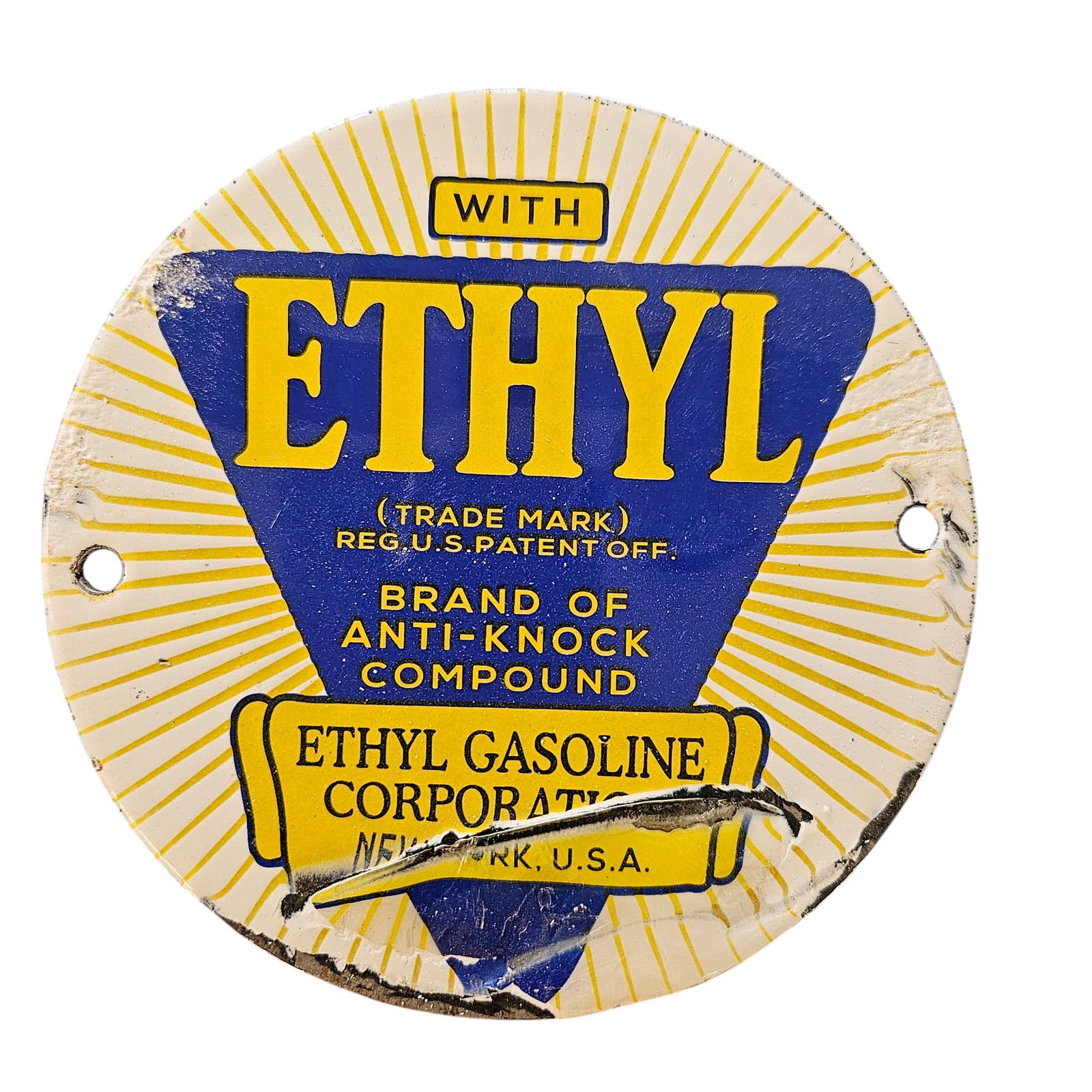 Vintage Ethyl Gasoline Porcelain Sign - Iconic Anti-Knock Compound Memorabilia (1 of 2)