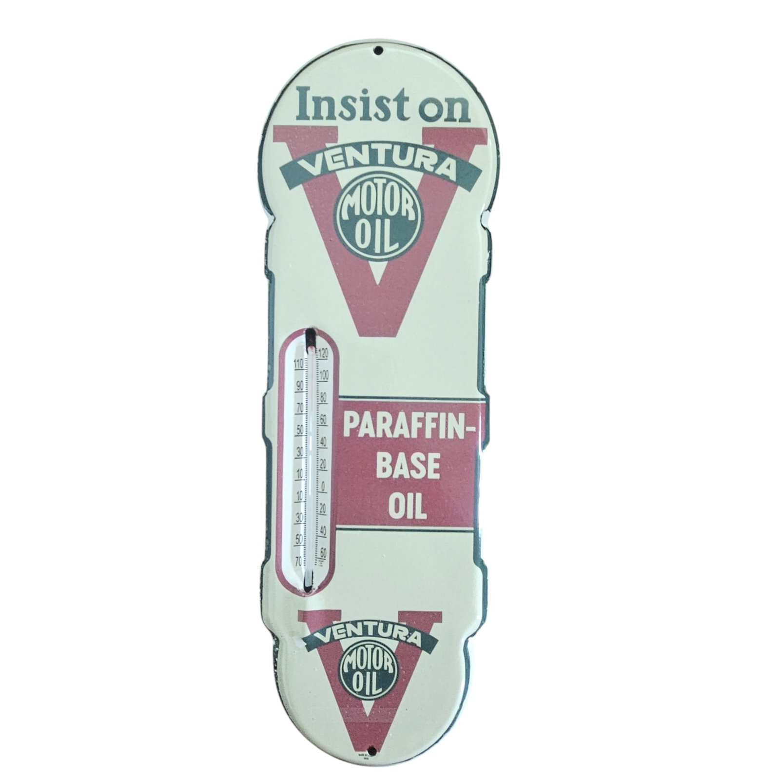 Vintage Ventura Motor Oil Porcelain Sign with Thermometer - Classic Collectible (1 of 2)
