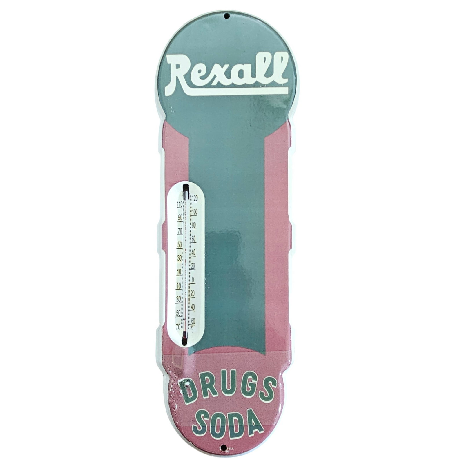 Vintage Rexall Drugs Soda Porcelain Thermometer Sign - Retro Pharmacy Decor (1 of 2)