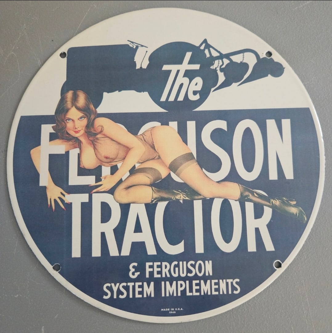 Vintage Porcelain Sign: The Ferguson Tractor & Implements - Unique Collector's Item (1 of 2)