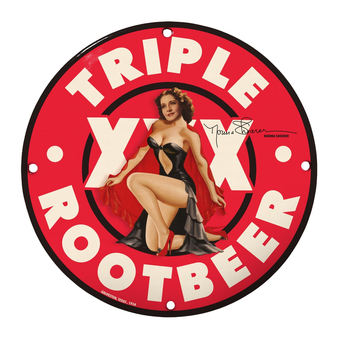 Vintage Inspired Triple XXX Root Beer Pin-Up Girl Porcelain Sign ? 12" Round Decor (1 of 1)