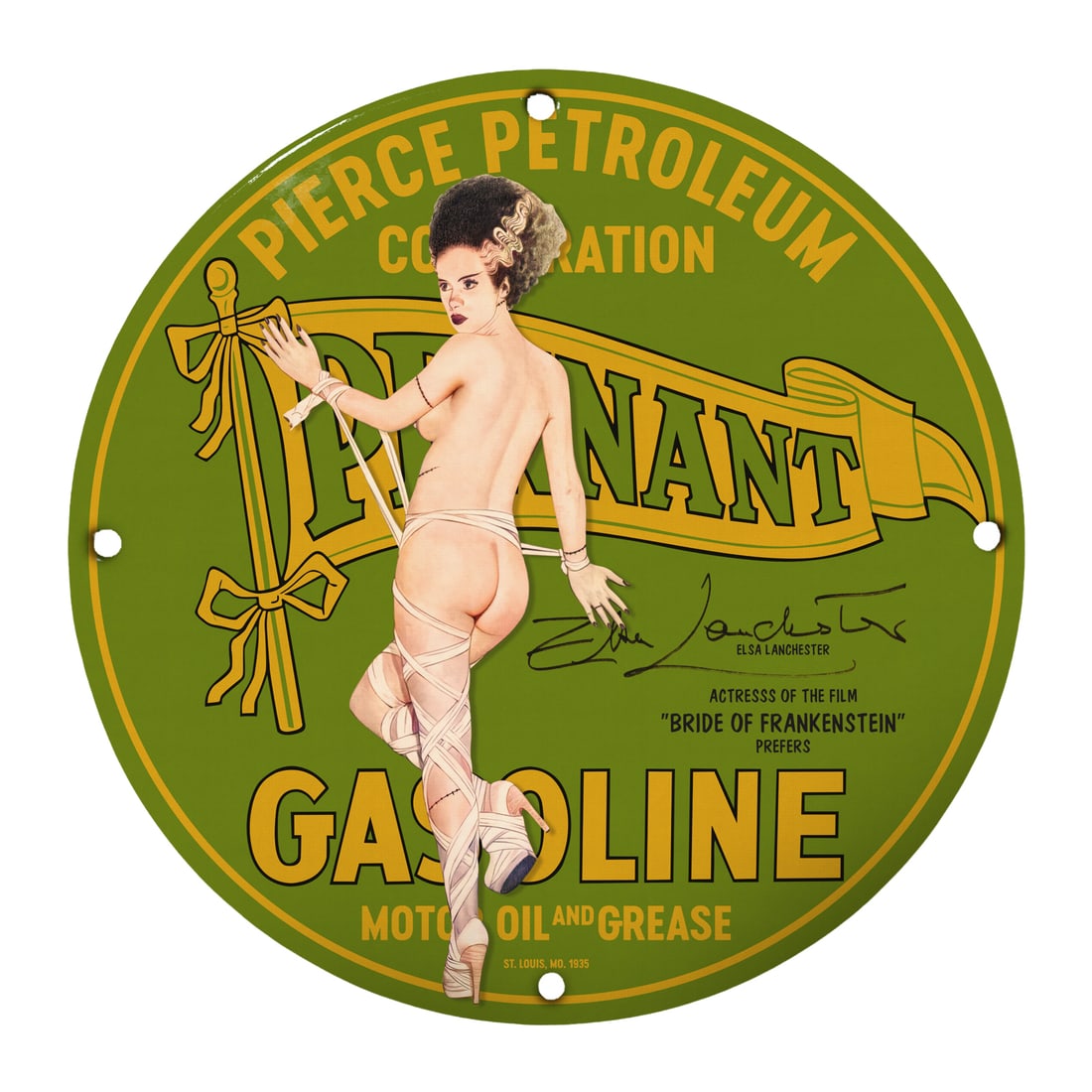 Vintage Pinup Girl Porcelain Sign - 12" Round Collectible D?cor (1 of 1)