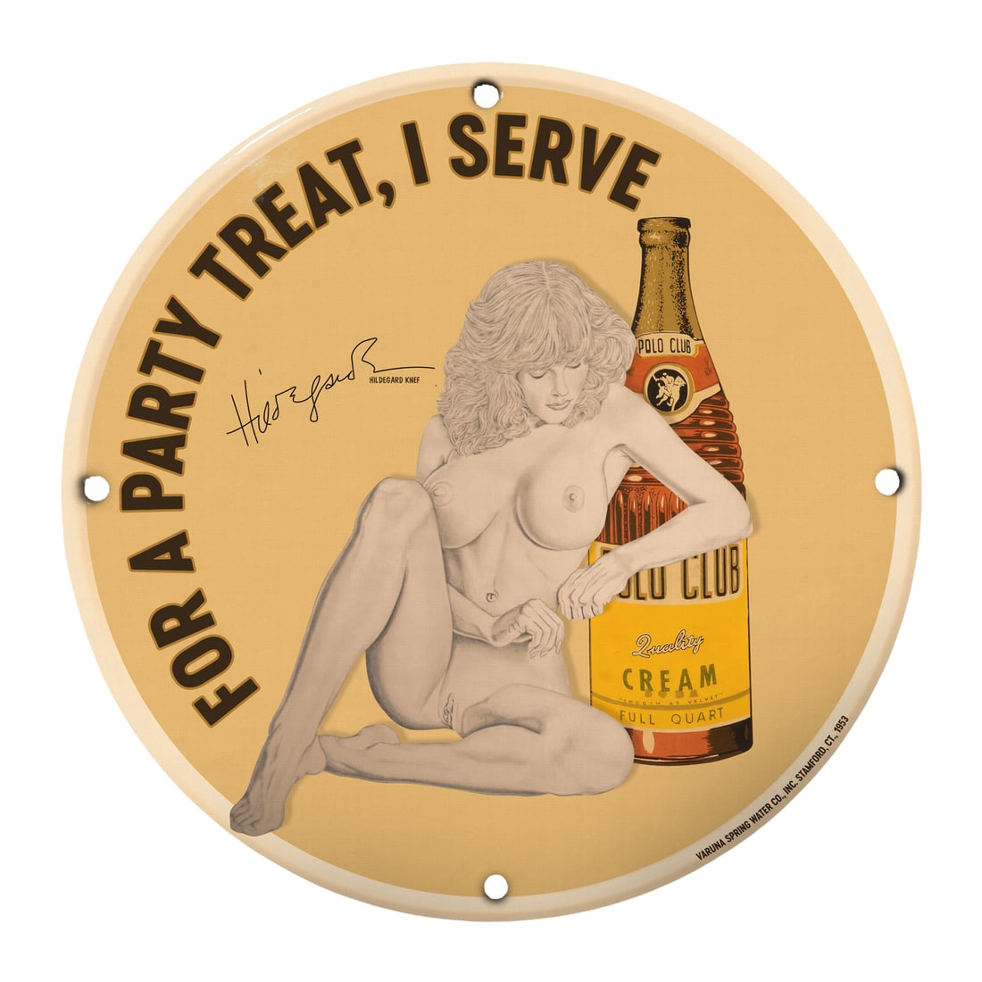 Vintage Pinup Girl Porcelain Sign - Perfect for Retro Bar Decor: Discover a stunning piece of vintage art with this exquisite 12-inch round porcelain sign featuring a delightful pinup girl design. Perfect for collectors and enthusiasts of retro decor, this eye-catc