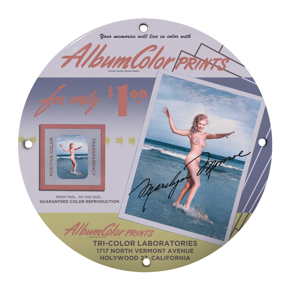 Vintage Marilyn Monroe Pinup Girl Porcelain Sign - Iconic Album Color Prints: Indulge in a piece of nostalgia with this stunning 12-inch round porcelain sign featuring the beloved pinup girl icon, Marilyn Monroe. Perfect for collectors and enthusiasts alike, this unique decor c