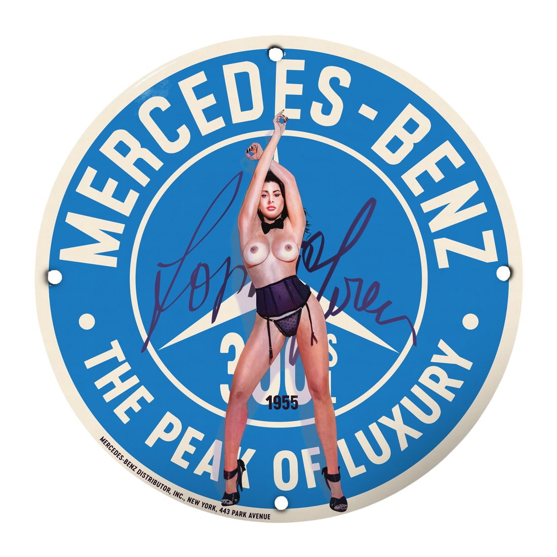 Vintage Porsche Pin-Up Girl Porcelain Sign - Classic Automotive Decor: Embrace the allure of vintage automotive nostalgia with our stunning 12" round porcelain pin-up girl model sign, featuring a glamorous design that exudes charm and personality. Crafted with high-quali