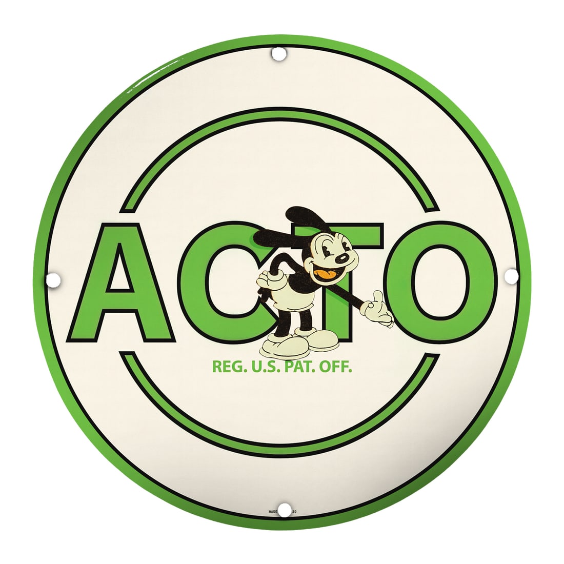 Vintage 8" Round Porcelain Sign Featuring Classic Cartoon Character - Perfect for Collectors and (1 of 2)