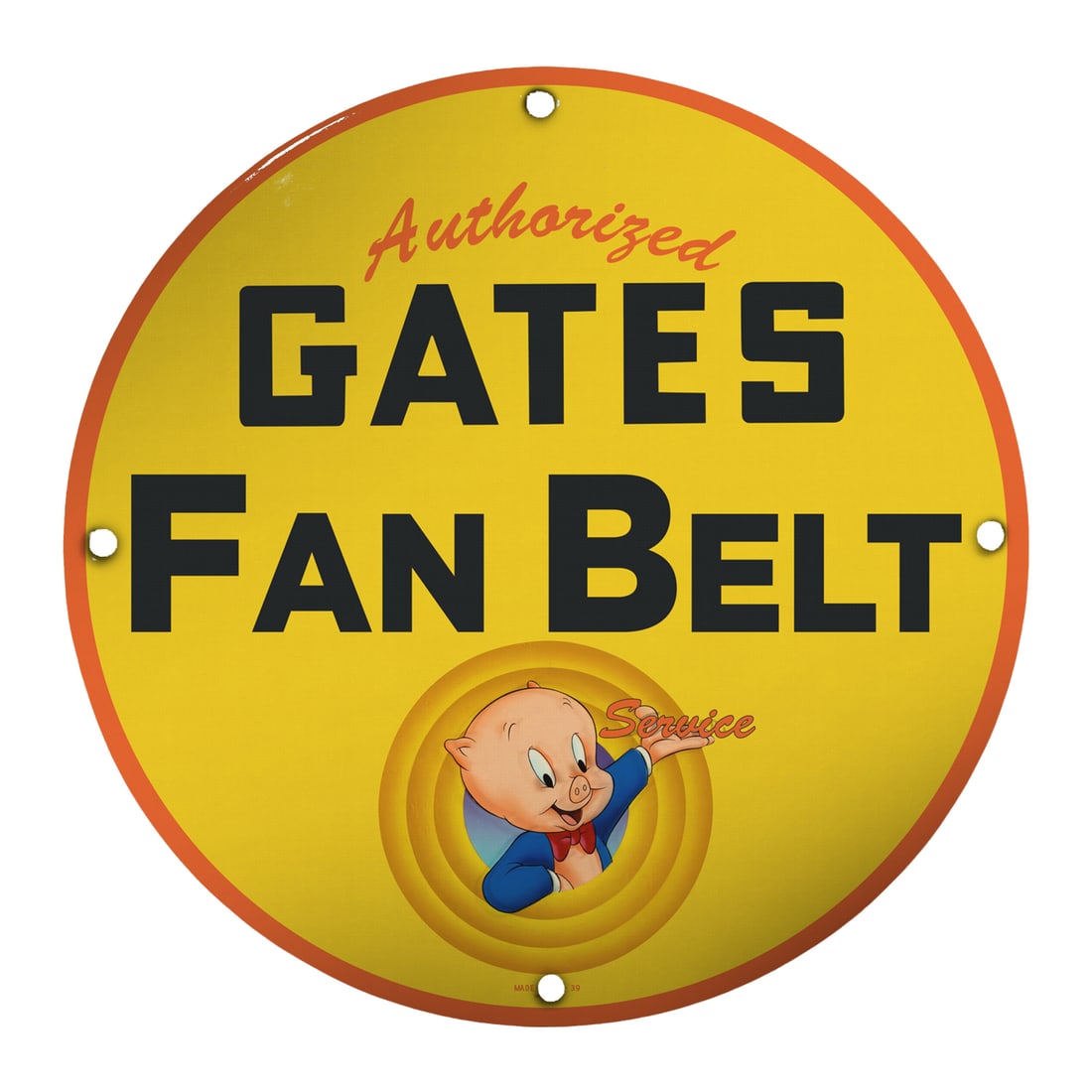 Collectible 8-Inch Round Porcelain Sign - Authorized Gates Fan Belt with Iconic Design (1 of 2)