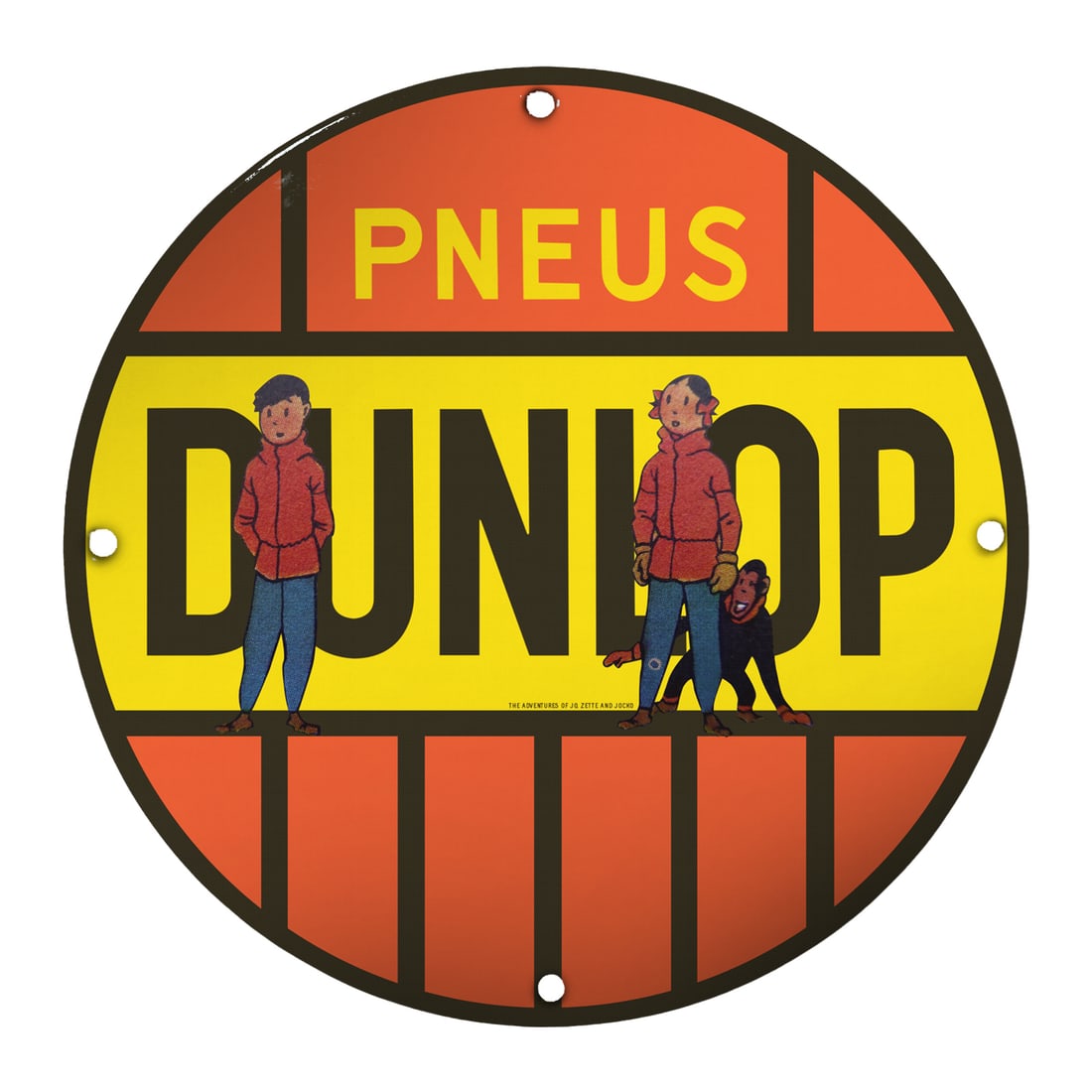 Vintage 8" Round Porcelain Sign - Collectible Dunlop Advertising Artwork (1 of 2)