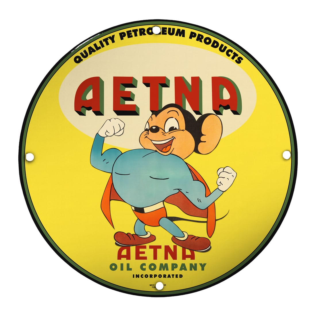 Vintage AETNA Oil Company 8" Round Porcelain Sign - Perfect for Collectors and Decorators (1 of 2)