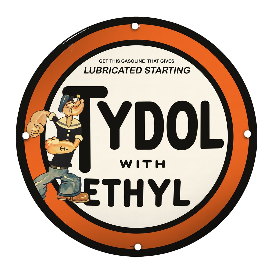 Vintage 8-Inch Tydol Ethyl Gasoline Porcelain Sign - Collector's Item (1 of 2)