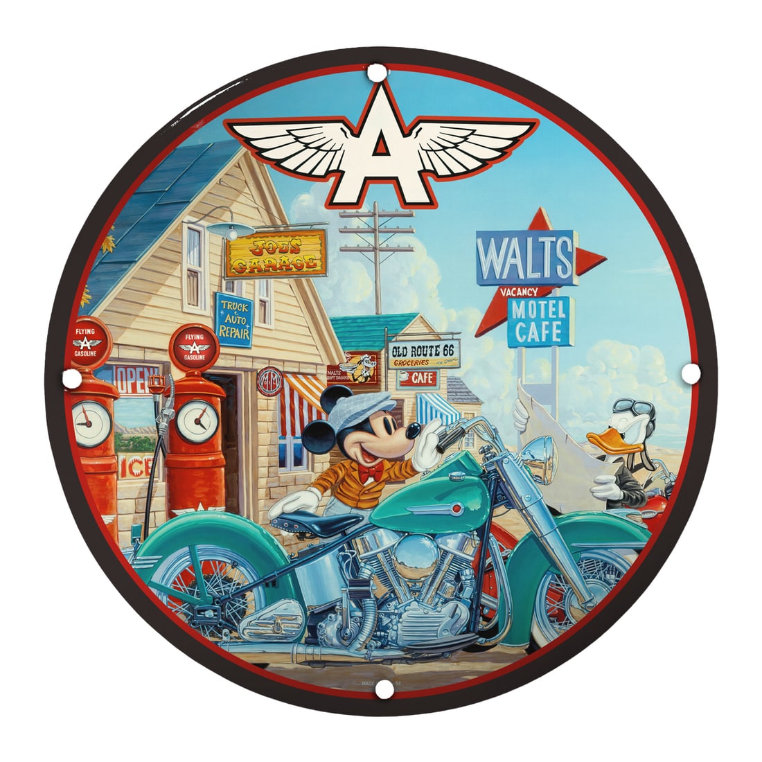 Vintage 8-Inch Porcelain Signs Featuring Iconic Mickey Mouse Artwork: Explore our collection of exquisite 8-inch porcelain signs that capture the essence of vintage Americana with stunning artwork featuring beloved characters like Mickey Mouse and Donald Duck. These por