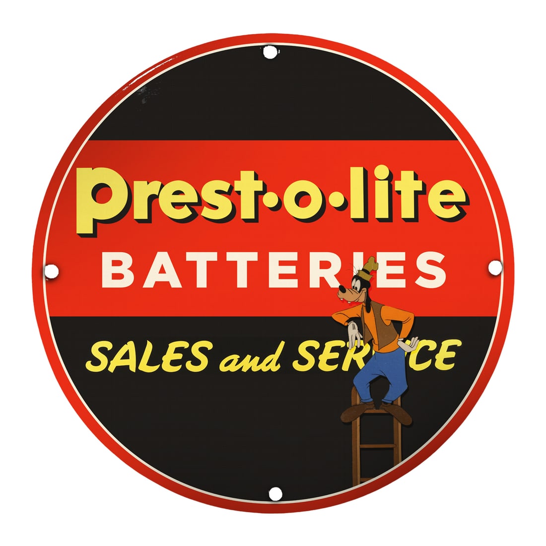 Antique 8-Inch Porcelain Presto-Lite Batteries Sign - Unique Vintage Collectible (1 of 2)