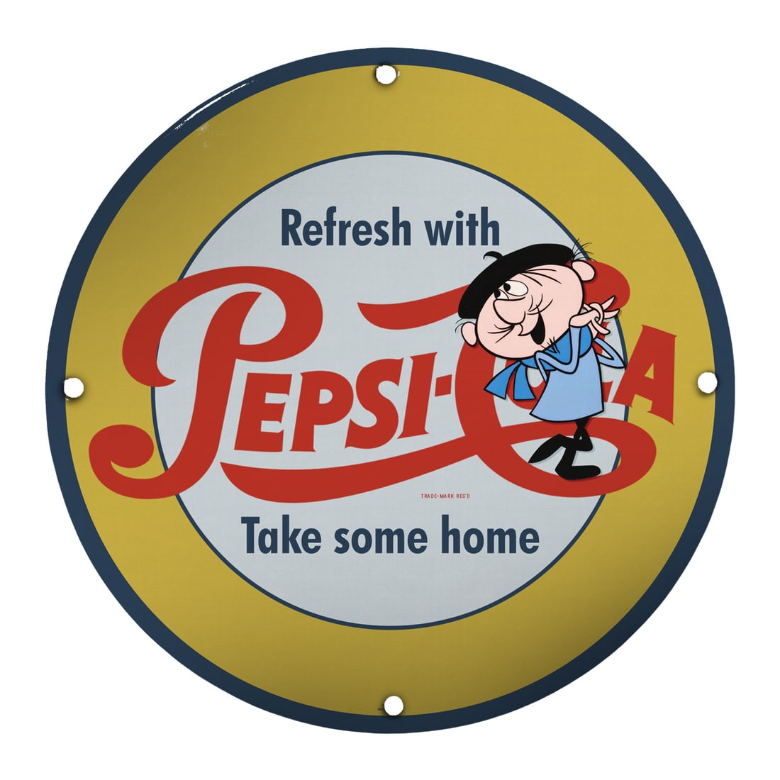 Vintage 8" Inch Porcelain Pepsi-Cola Sign: Refresh with Classic Style (1 of 2)