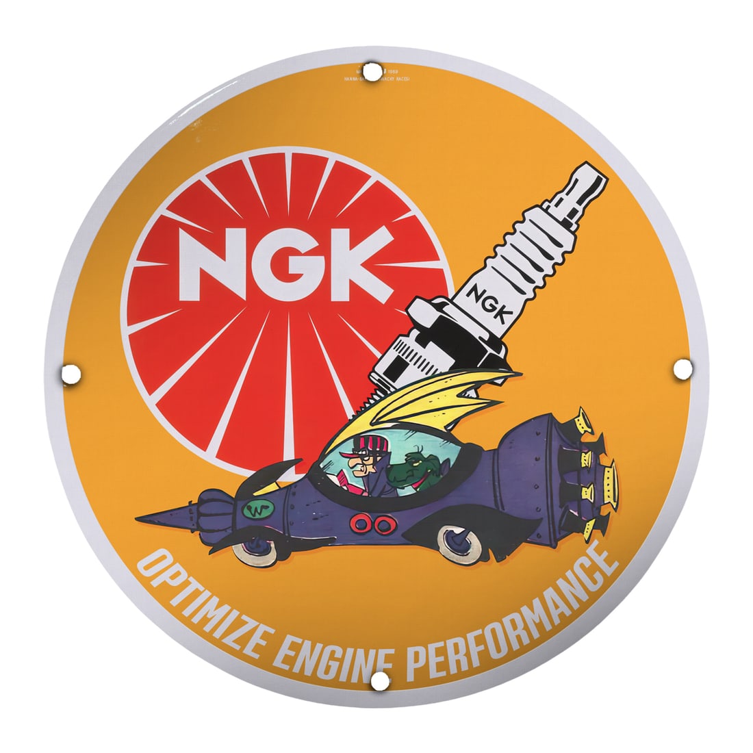 Vintage 8-Inch NGK Porcelain Sign - Optimize Engine Performance - Retro Garage Decor (1 of 2)