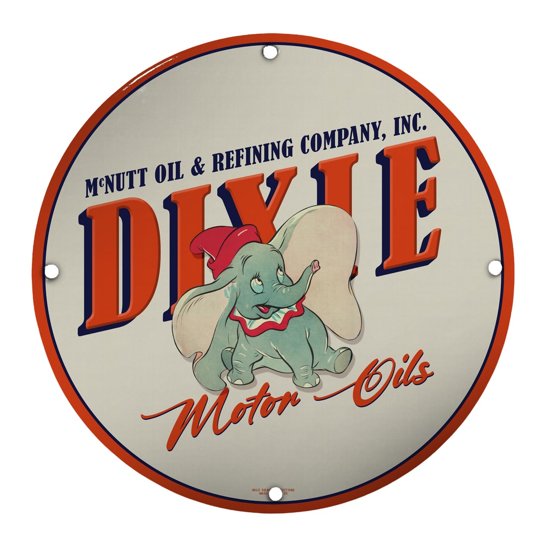 Vintage 8" Porcelain Sign - McNutt Oil & Refining Co. Dixie Motor Oils (1 of 2)
