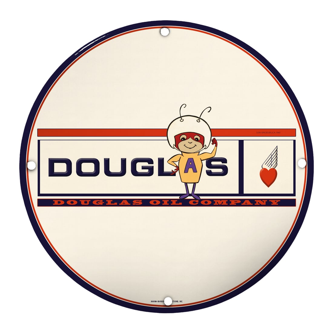 Vintage 8" Porcelain Sign - Douglas Oil Company - Collectible & Decorative Item: Discover the charm of yesteryear with our 8-inch vintage porcelain sign featuring the iconic Douglas Oil Company logo. This beautiful collectible sign, characterized by its vibrant colors and nostalgi