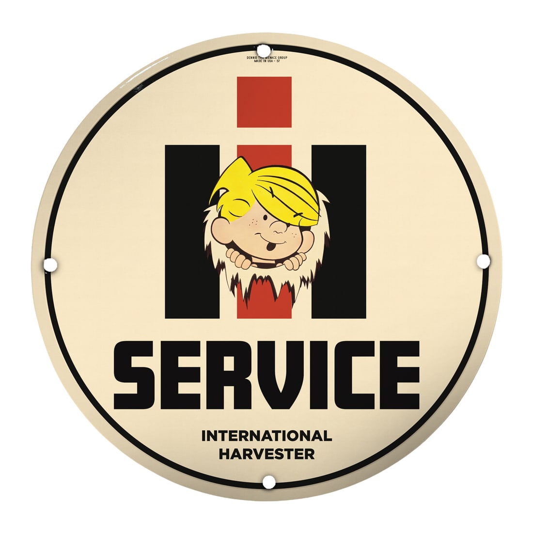 Vintage 8-Inch Porcelain Signs: Collectible International Harvester Service Sign (1 of 2)