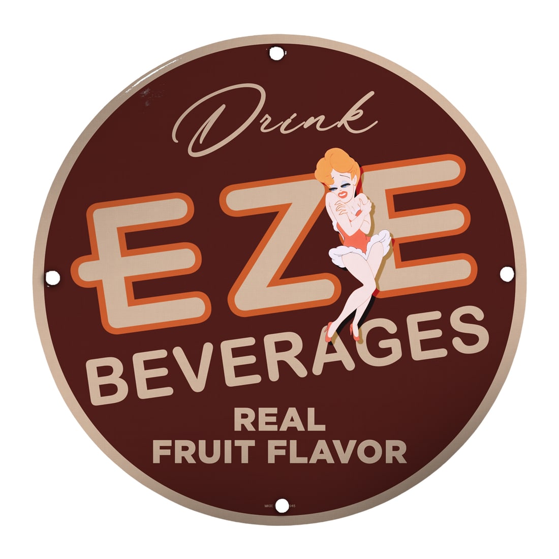 Vintage 8-Inch Porcelain EZE Beverages Sign - Perfect for Collectors and Decor (1 of 2)