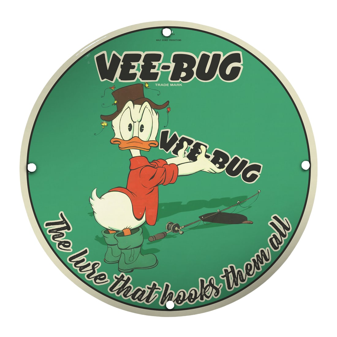 Vintage 8" Vee-Bug Porcelain Sign Featuring Classic Cartoon Character: Are you an avid collector of vintage signs or a fan of unique decorative items? This charming 8-inch porcelain sign, featuring the iconic Vee-Bug character, is bound to be a delightful addition to you