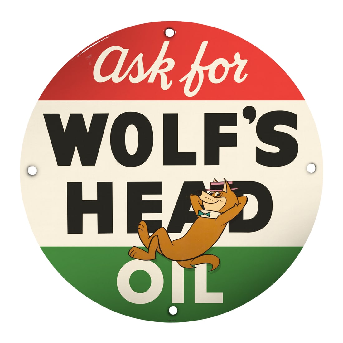 Vintage 8-Inch Porcelain Sign: Ask for Wolf's Head Oil - Collectible Advertising D?cor (1 of 2)