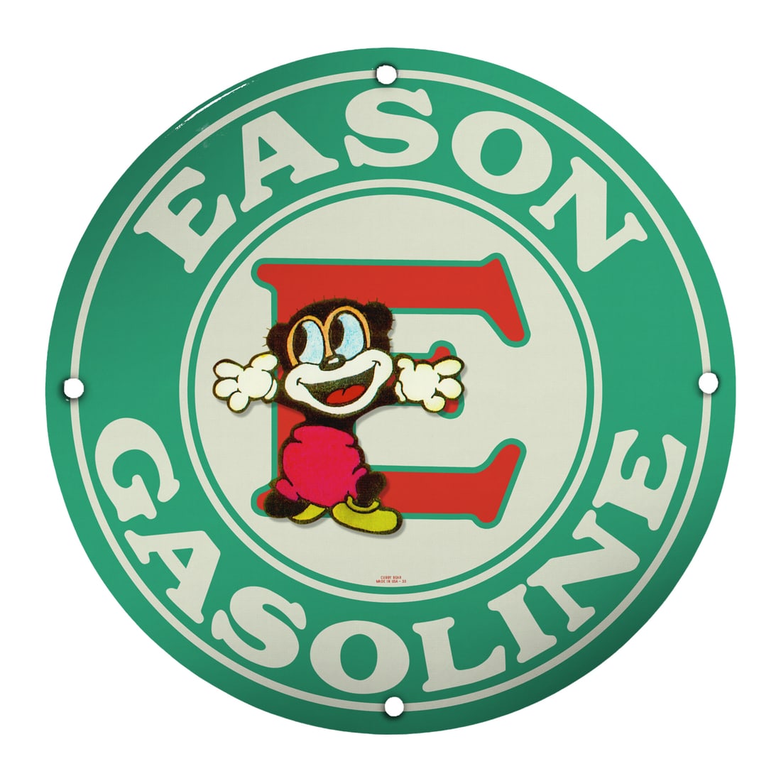 Vintage 8" Porcelain Eason Gasoline Sign ? Retro Collectible Charm: Experience the nostalgic charm of gas station memorabilia with this captivating 8-inch porcelain Eason Gasoline sign. Perfect for collectors and enthusiasts of retro advertising, this sign features a 