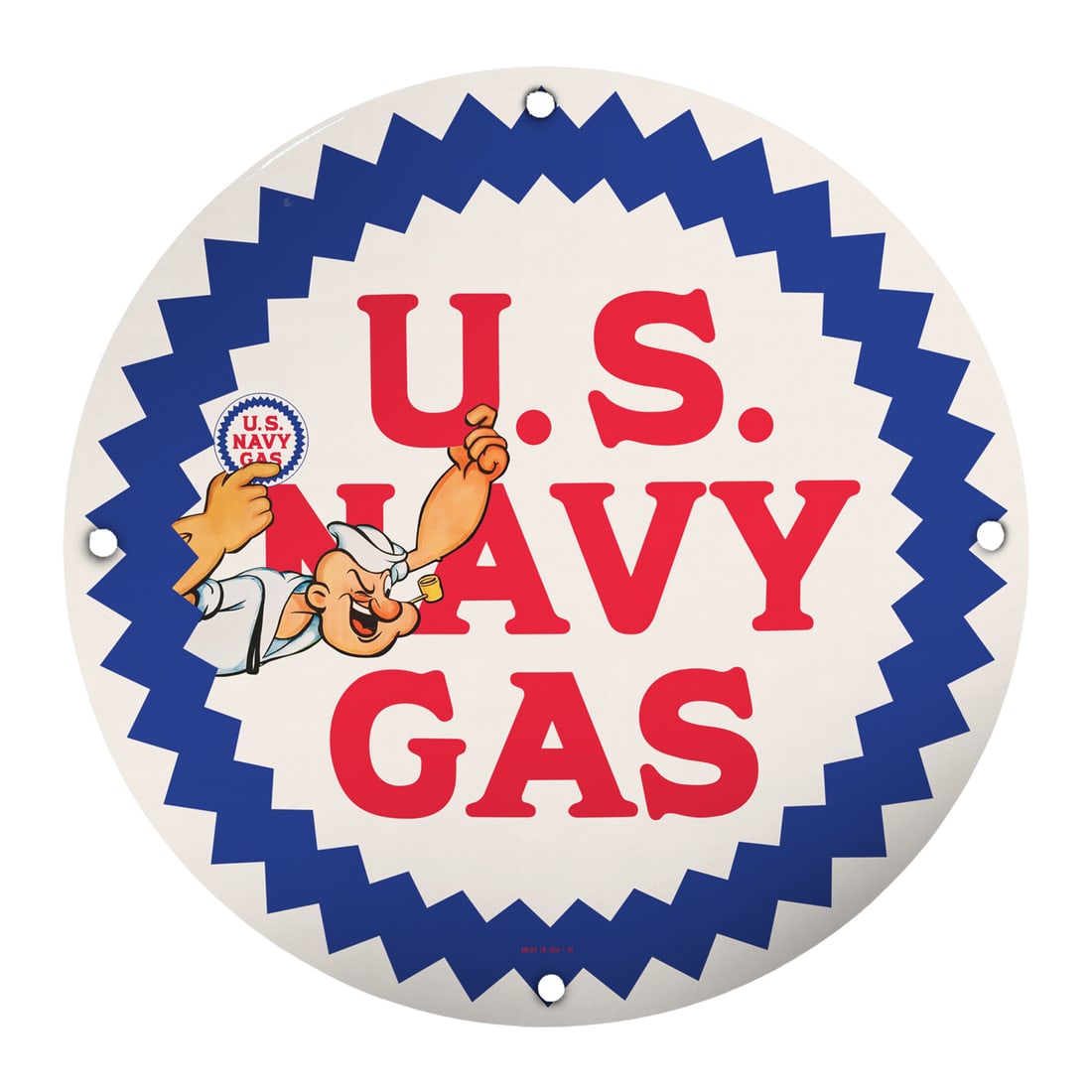 Vintage 8" Porcelain U.S. Navy Gas Sign - Retro Collectible Gas Pump Decor (1 of 2)