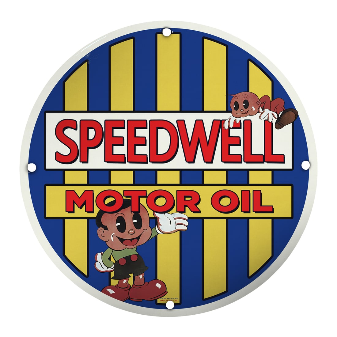 Collectible 8" Porcelain Speedwell Motor Oil Sign - Vintage Style Decor: Discover the charm of this exquisite 8-inch porcelain sign featuring the iconic Speedwell Motor Oil branding. Perfectly blending nostalgia and vintage aesthetics, this sign is a must-have for collecto