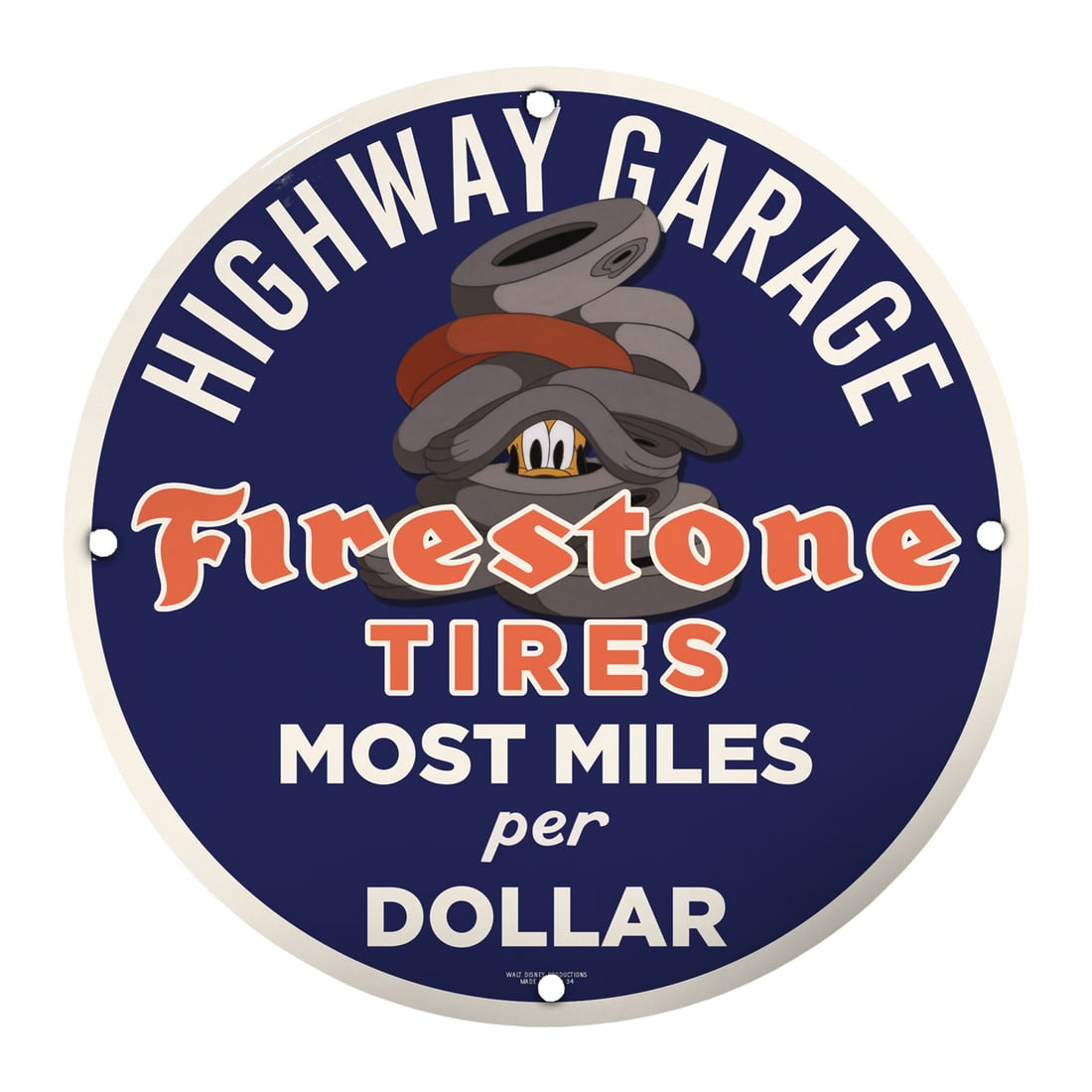Vintage 8-Inch Porcelain Firestone Tires Garage Sign - Nostalgic Auto Memorabilia (1 of 2)