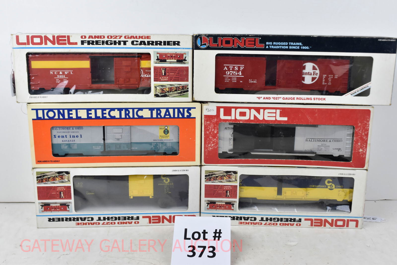 Modern Lionel:: (6) Boxcars: 9784 ATSF, 9464 NC&STL, 9701 B&O Dbbl Dr, 19278 6464-325 B&O Sentinel, 9715 C&O, 9426 C&O OB (1 Incorrect)