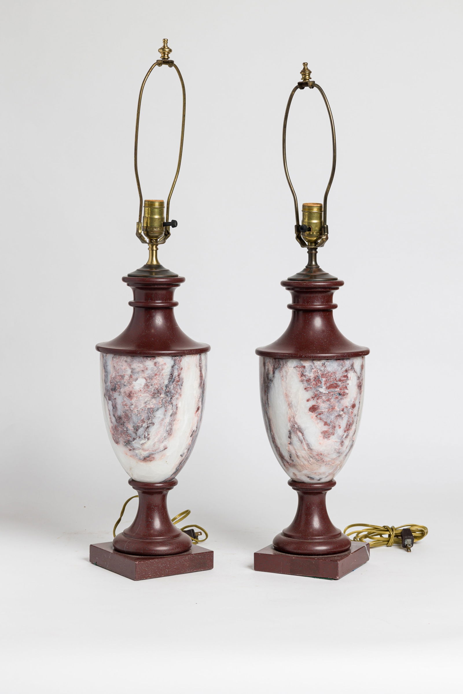 Pair Italian Red Marble and Blue John Table Lamps (1 of 8)