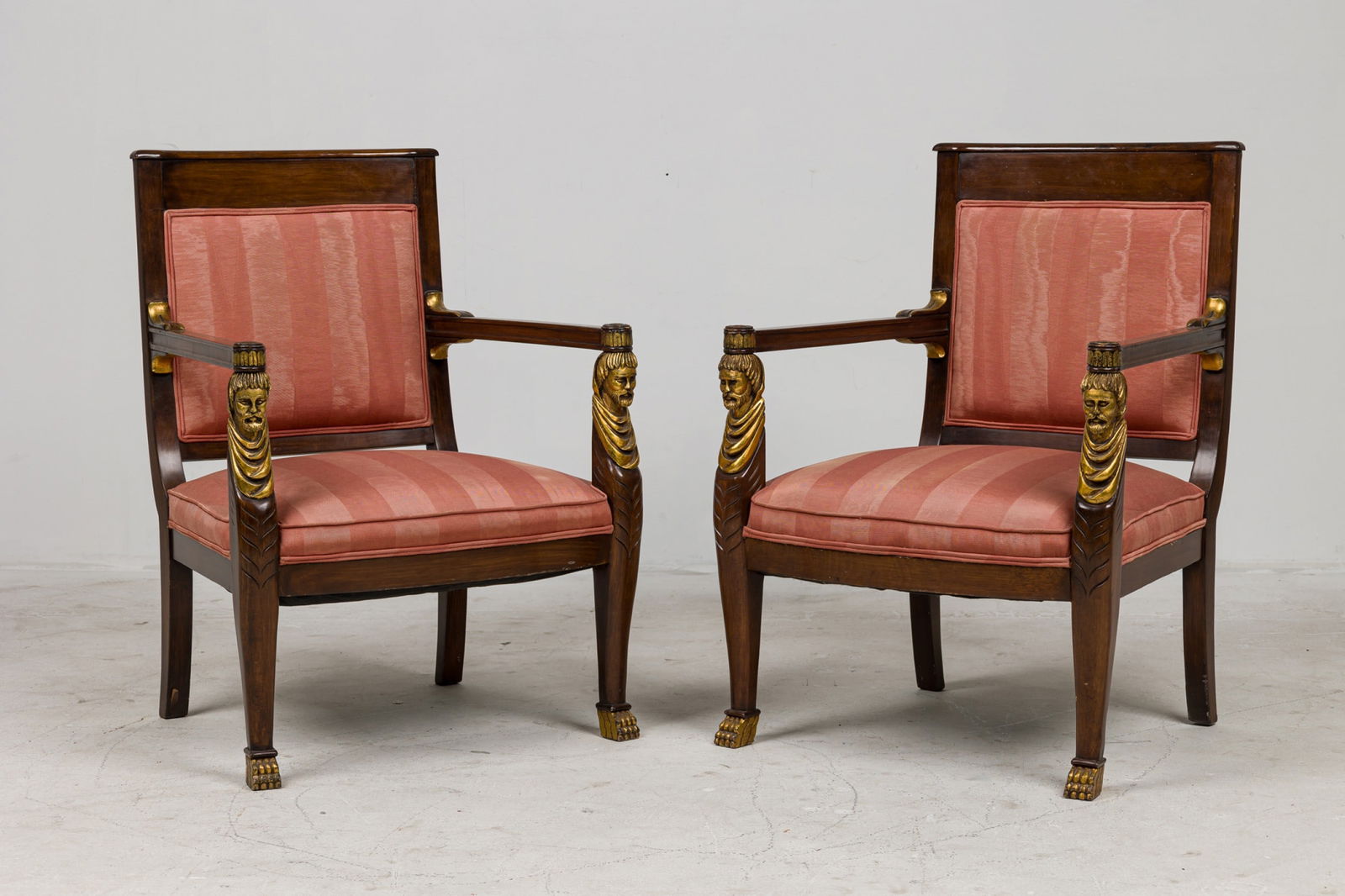 Pair of French Empire-Style Mahogany Fauteuils (1 of 13)