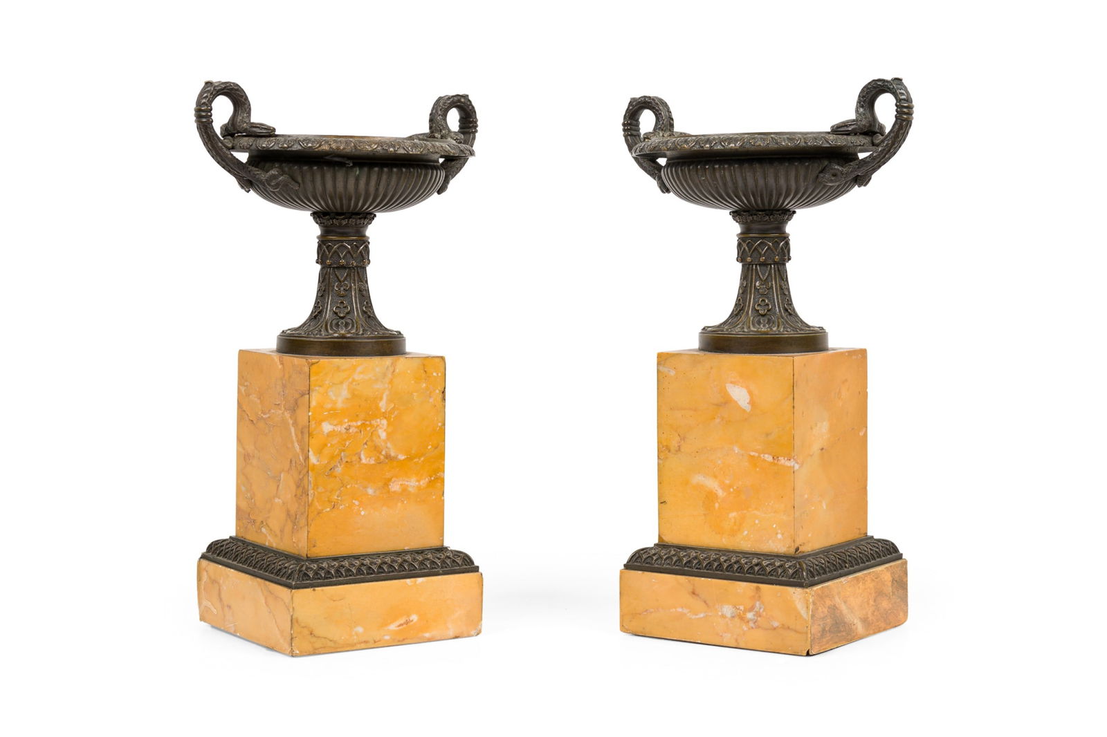Pair Italian Neo-Classic Bronze and Marble Urns (1 of 11)