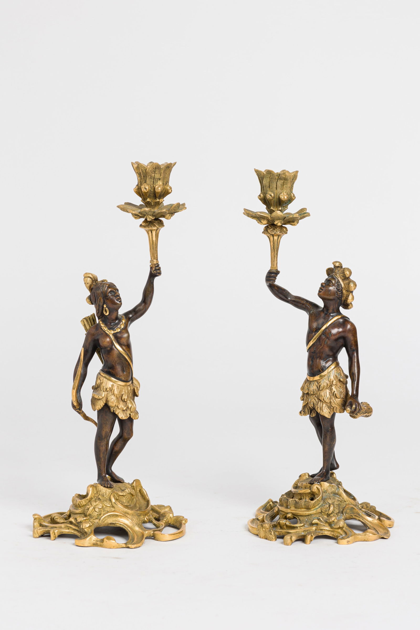 Pair Louis XV-Style Bronze Figural Candlesticks (1 of 12)