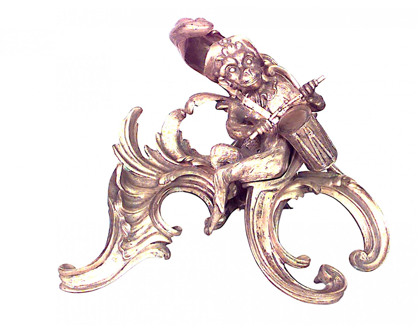 Pair Louis XV Style Bronze Dore Monkey Andirons (1 of 11)