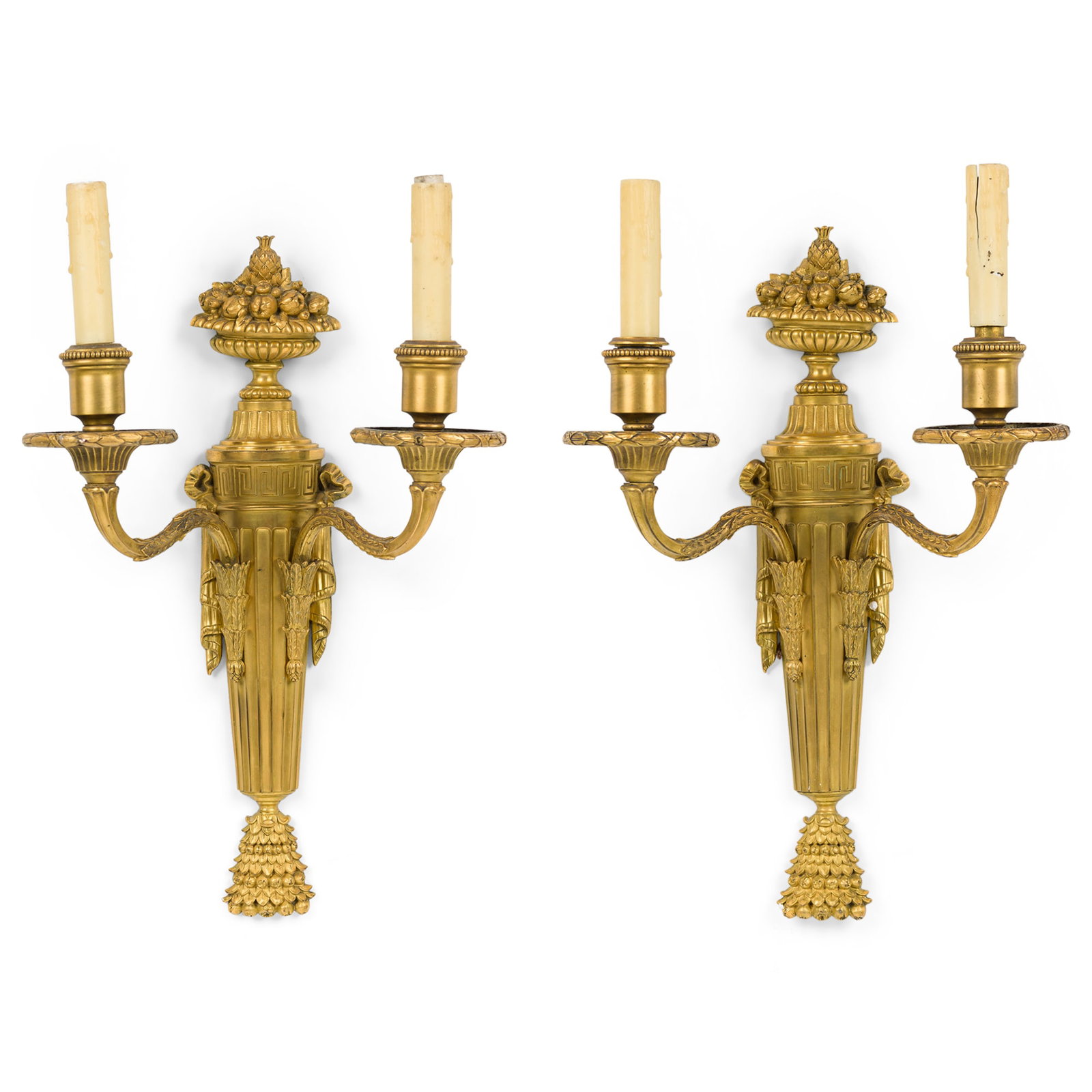 Pair Louis XVI Style Ormolu Two-Arm Sconces (1 of 8)